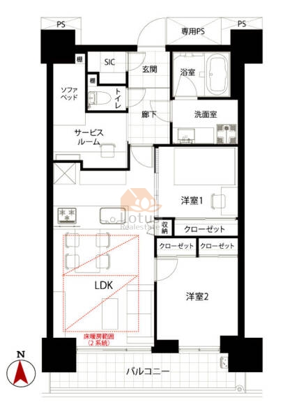 ベイクレストタワー1508間取図