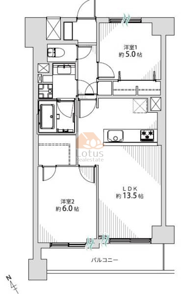 ライオンズマンション町屋606間取図