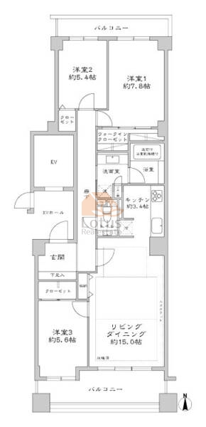 藤和高輪ホームズ402間取図