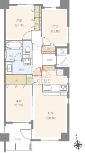 レクセルプラザ四ツ木405間取図