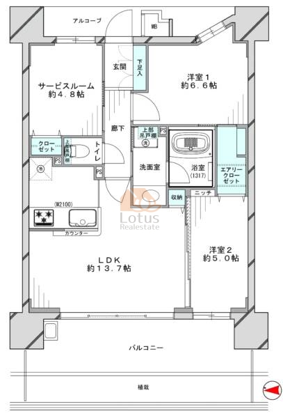 イニシア南葛西ファインレジデンス102間取図