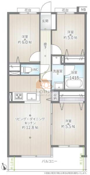 ランドステージ五反野105間取図