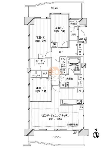 ライオンズガーデン西葛西マリーナ壱番館7階間取図