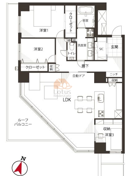 グランドメゾン三軒茶屋の杜角部屋間取図