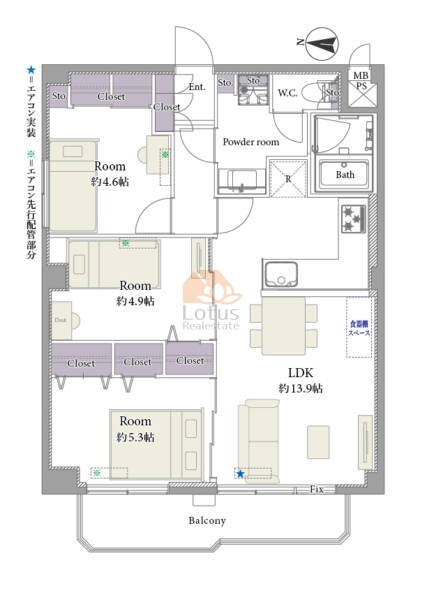 ライオンズマンション柳島401間取図