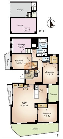 ライオンズマンション方南103間取図