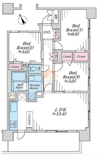 グランボア南千住アクアフォート402間取図