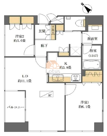 グランドメゾン不動前404間取図