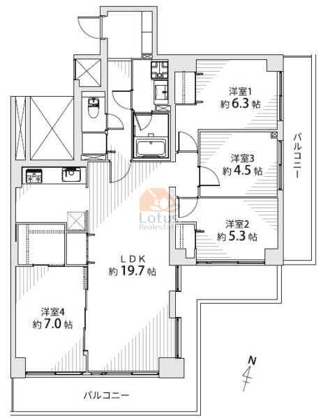 ペアパレス桜新町楠館305間取図