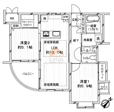 エクセル三田聖坂2階間取図