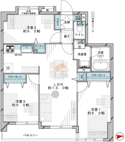 セザール亀有親水公園602間取図