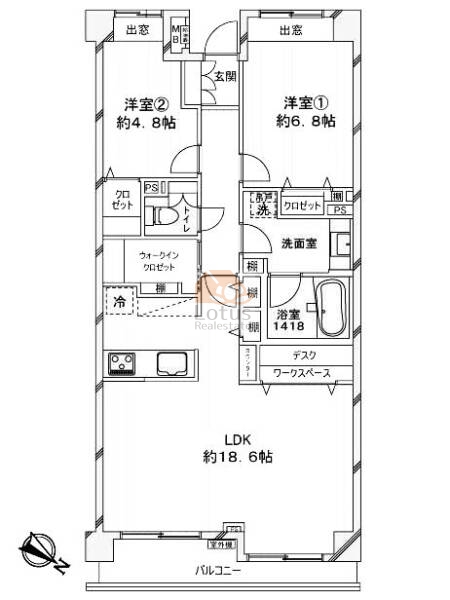 牛込南町クイーンヒルズ3階間取図