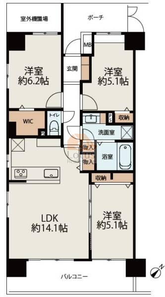 隅田川パークホームズ706間取図