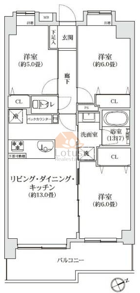 ダイアパレス千住305間取図