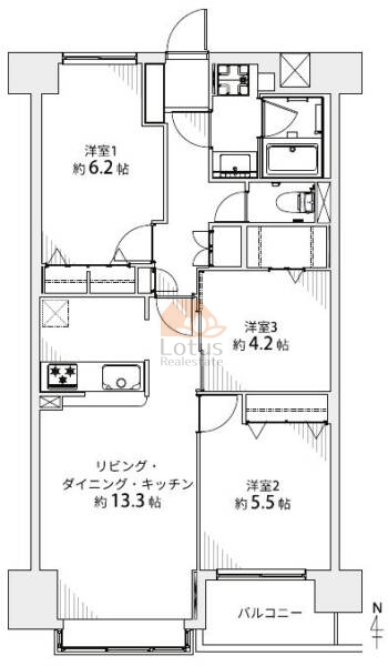 日神パレステージ五反野第2204間取図