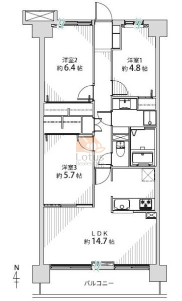 モアクレスト西大島203間取図