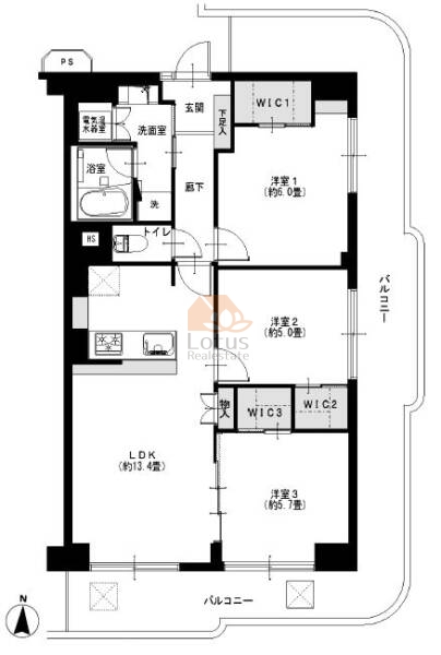 西新井大師扇スカイハイツ622間取図