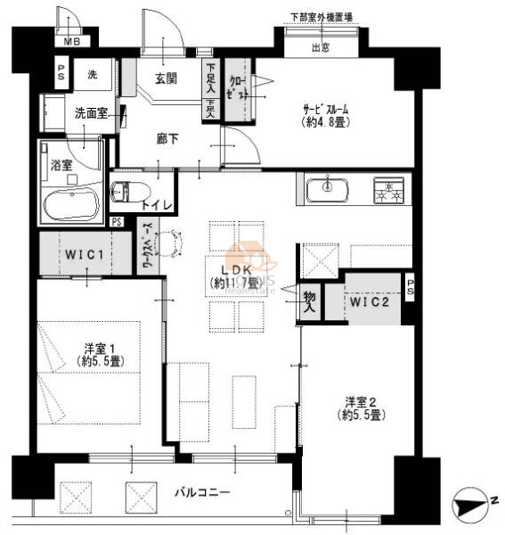 セザール亀有親水公園304間取図