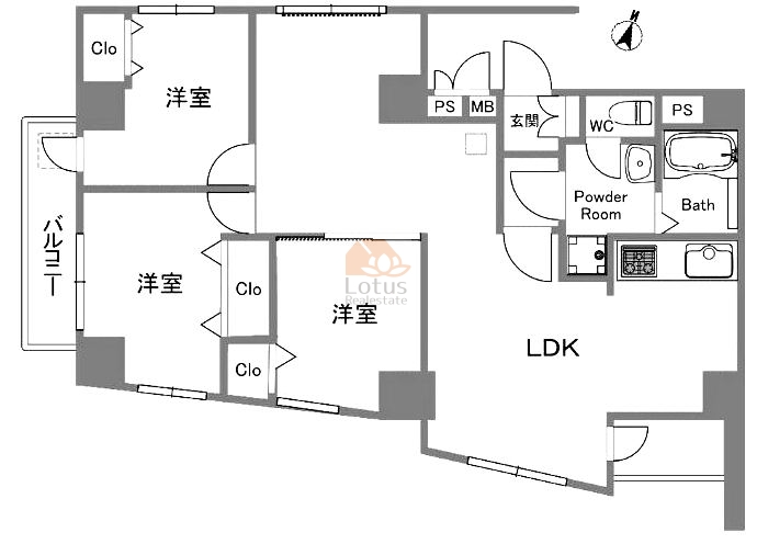 ライオンズマンション王子第５201間取図