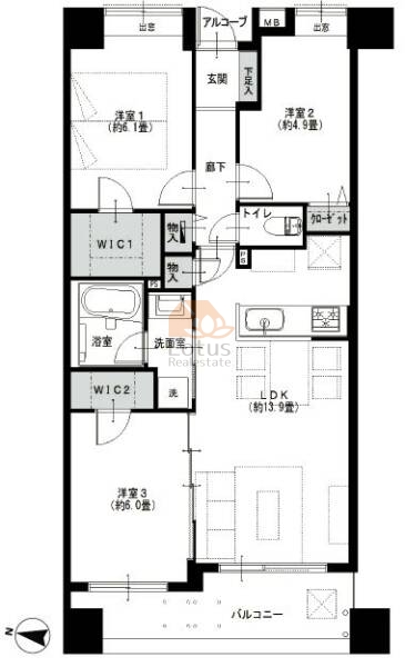 ダイアパレスグランデージ四つ木303間取図