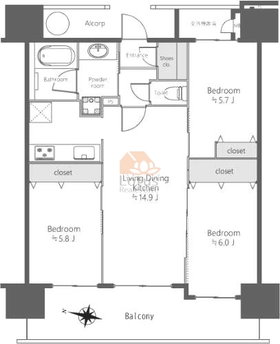 アンビシャスプラザお花茶屋203間取図