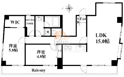 大井町プリンスハイツ701間取図