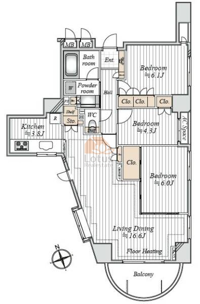 ザパームス東中野2403間取図