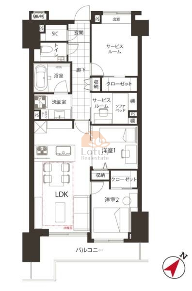 ライオンズマンション乃木坂208間取図