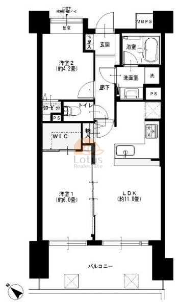 ライオンズマンション勝どき第２902間取図