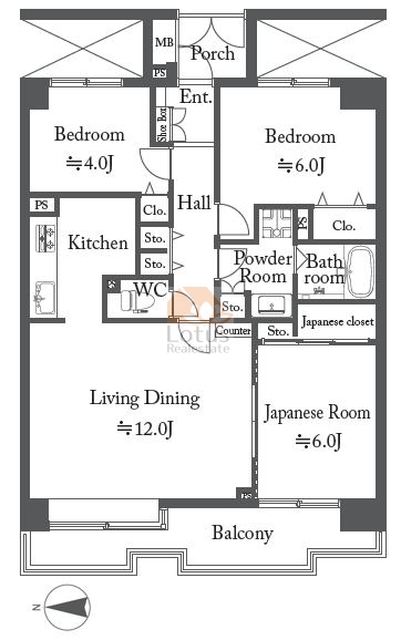 コート中央本町204間取図