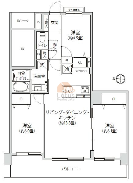 ライオンズマンション西大島803間取図