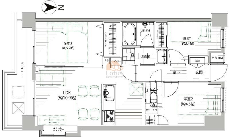 南品川パークホームズ302間取図