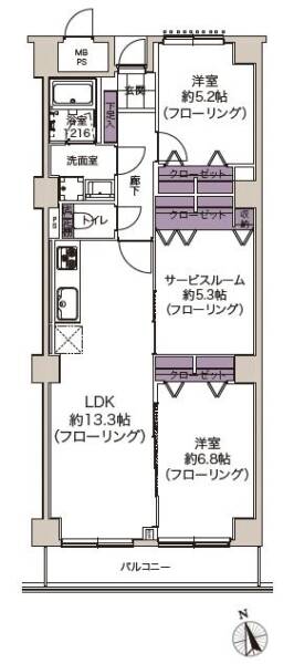 柴又ハイツ102間取図