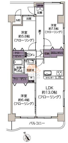 ルジェンテリベル練馬北町104間取図