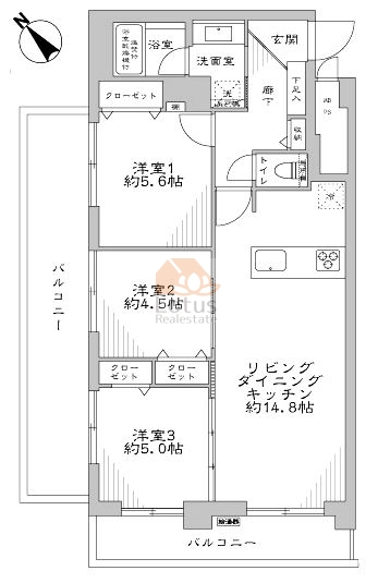 リッシュ上野毛306間取図