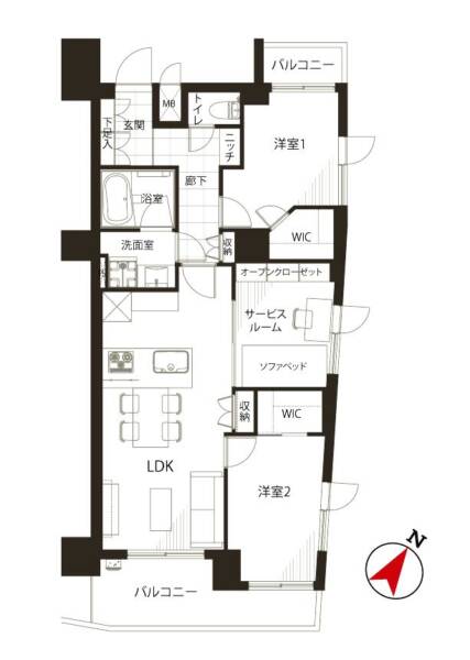 モナーク根岸404間取図