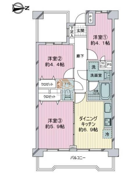 ライオンズマンション西新井大師第２6階間取図