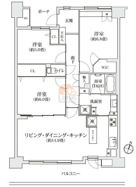 オーベル梅島グレースガーデン308間取図