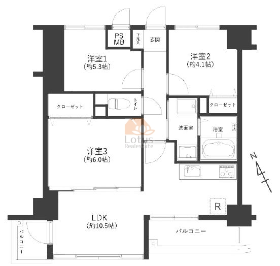 キャッスルマンション町屋壱番館602間取図