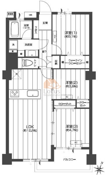 南砂住宅2号棟435間取図