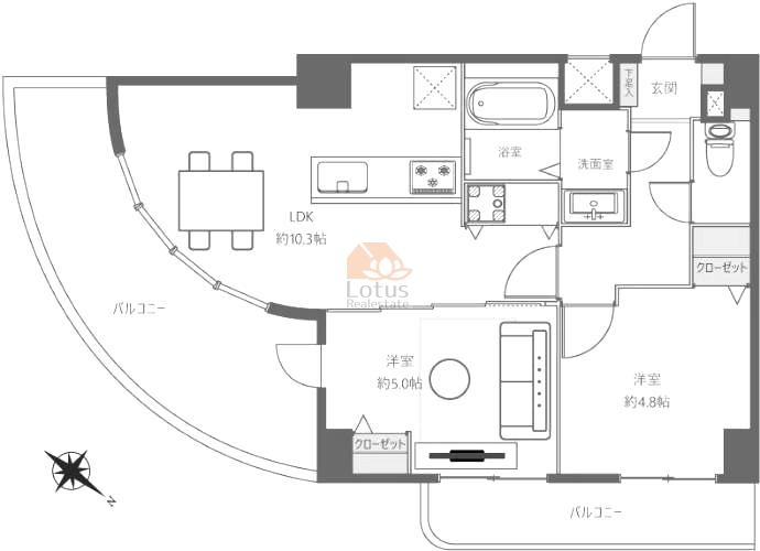 ハイホーム十条ヴェルデ館1002間取図