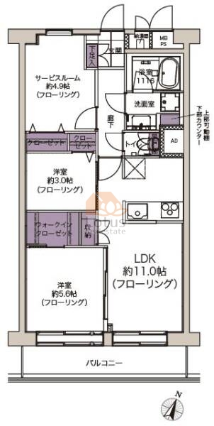 門前仲町スカイハイツ1208間取図