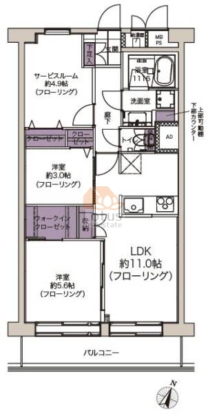 門前仲町スカイハイツ1208間取図