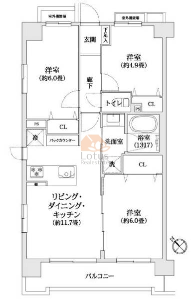 ライオンズマンション曳舟第3801間取図