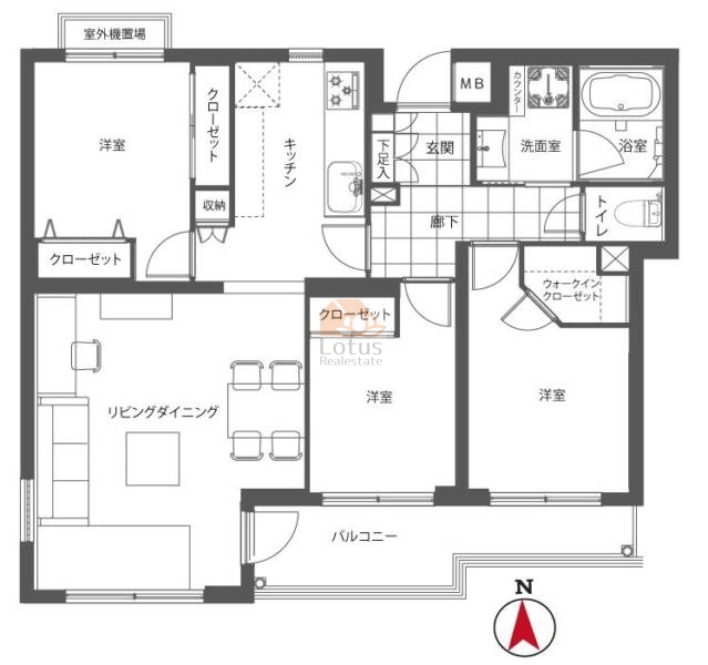 ヴィルヌーブ氷川台307間取図