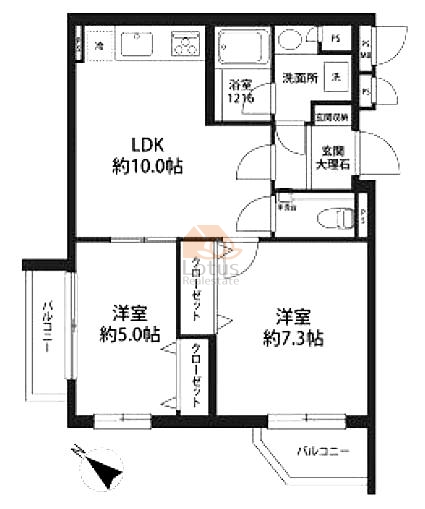 ハイツ面影橋1階間取図