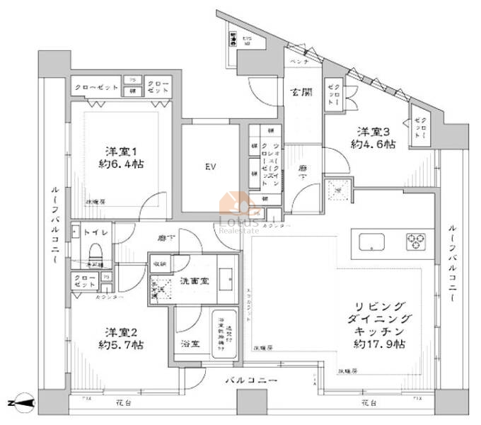 ライフェール新宿御苑ノースサイド1201間取図
