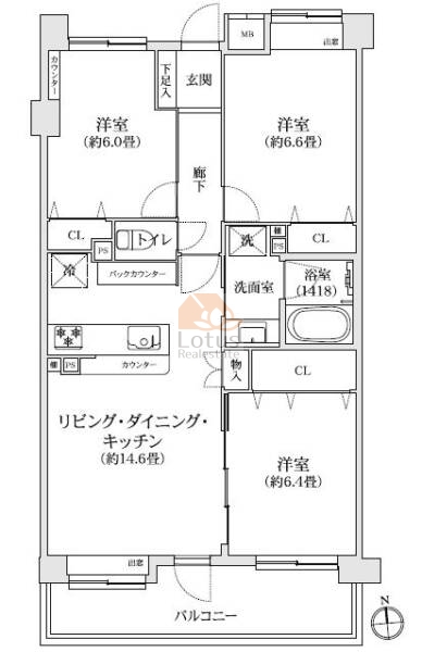 コスモ江戸川中央ガーデンコート101間取図