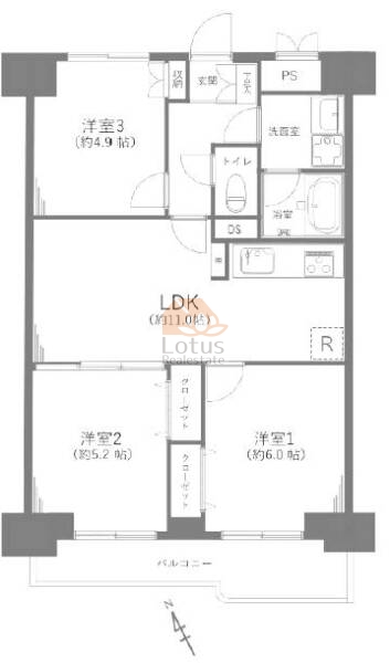 フドウ東陽町ハイツ404間取図