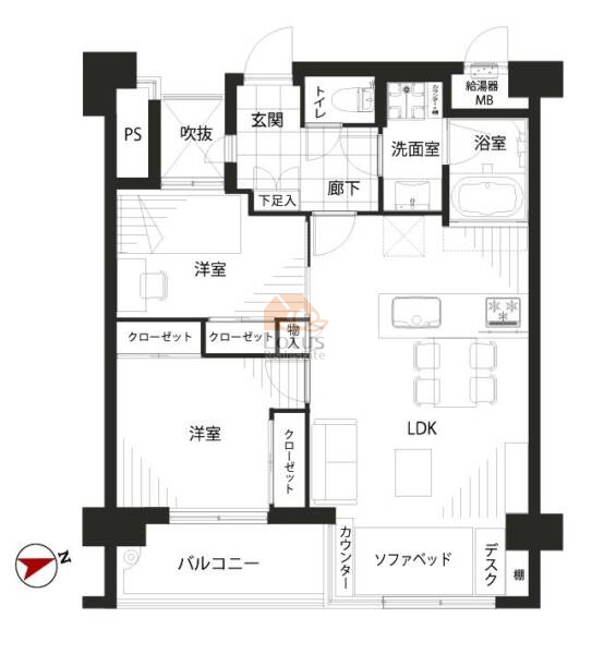 ルネ千駄木プラザ702間取図